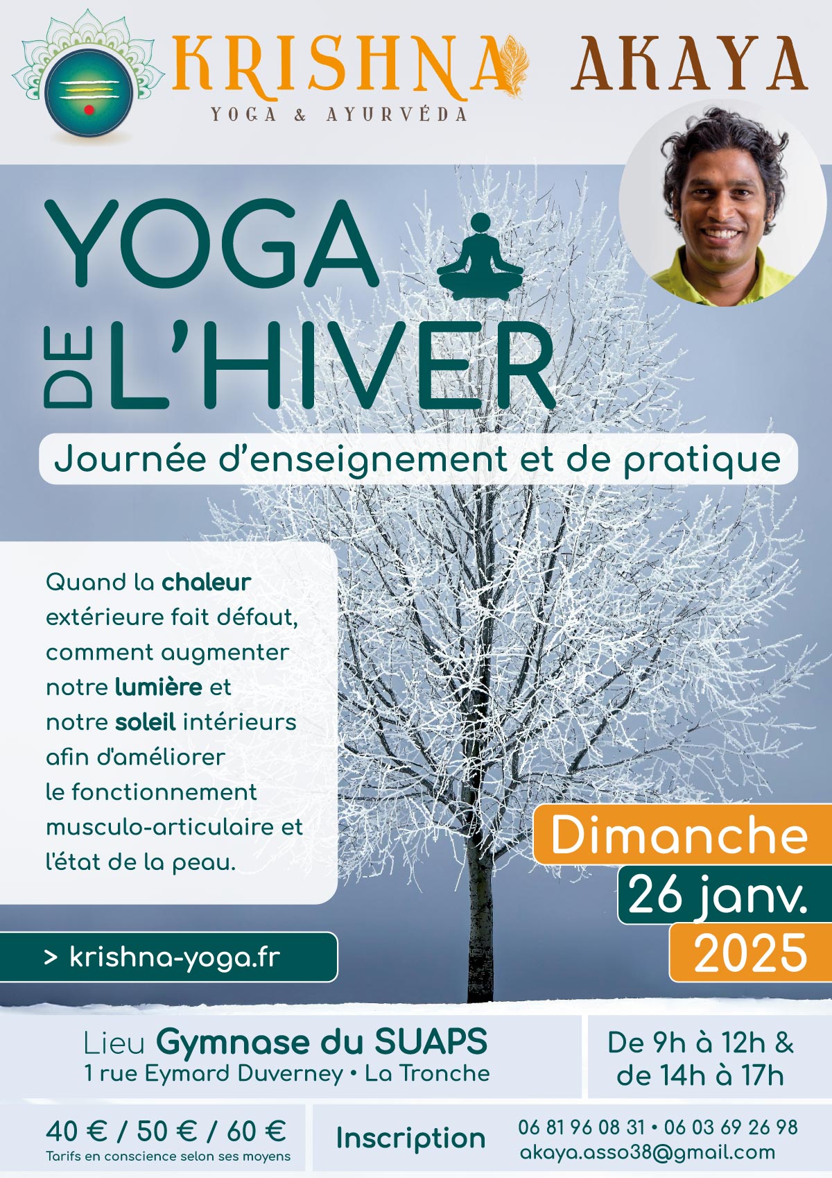 Cours de yoga hiver janvier 2025 à Grenoble